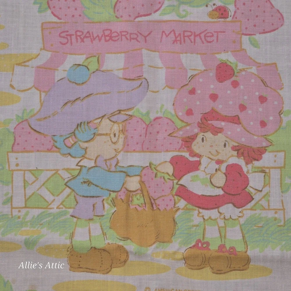 Vintage Strawberry Shortcake Friends Twin Sheet Set Fitted Flat Pillow Case 3 Pc